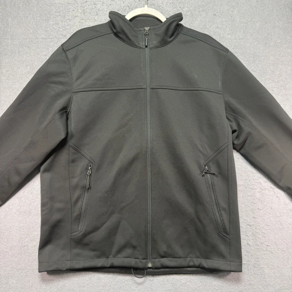 The North Face Mens Black Finxera Logo Windwall Soft Shell Jacket Full Zip